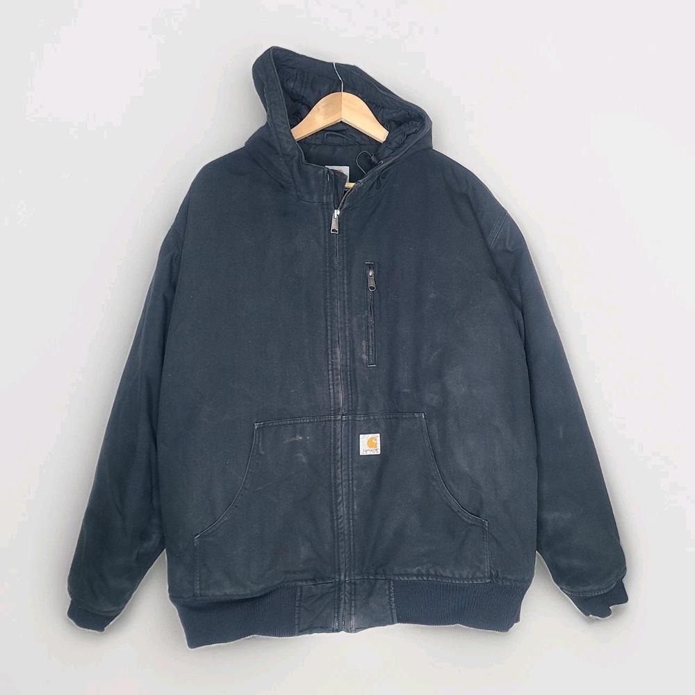 Carhartt Quick Duck Workwear Hooded Jacket‎ Full Zip 2XL XXL Black